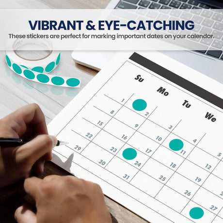 Perco 1 inch Removable Round Sticker Labels - Teal