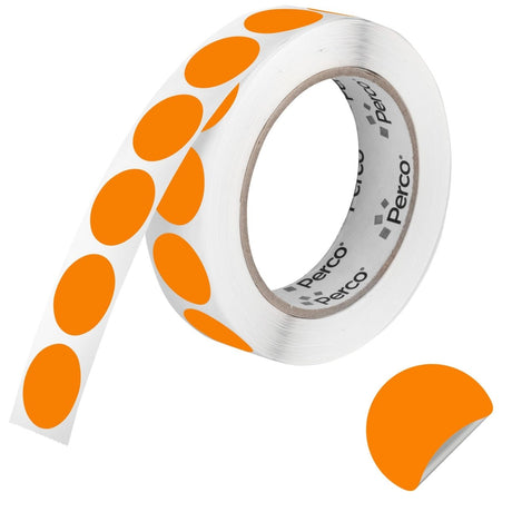 Perco 1 inch Removable Round Sticker Labels - Orange