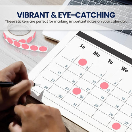 Perco 1 inch Removable Round Sticker Labels - Pink