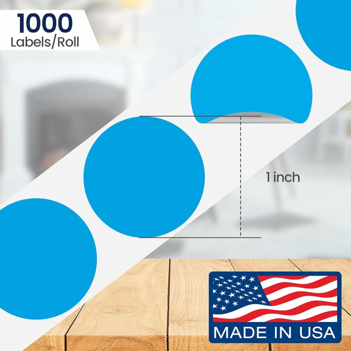 Perco 1 inch Removable Round Sticker Labels - Light Blue