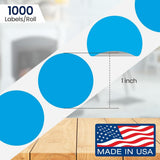 Perco 1 inch Removable Round Sticker Labels - Light Blue