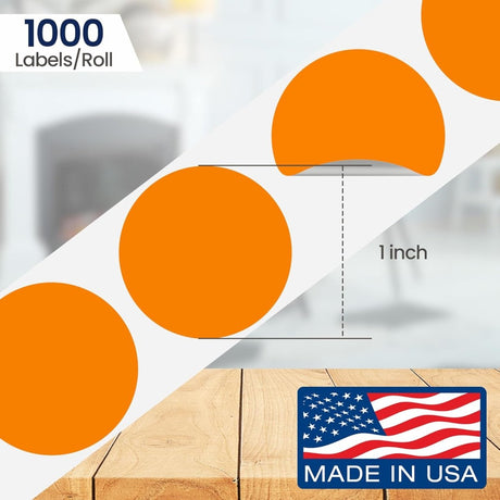 Perco 1 inch Removable Round Sticker Labels - Orange