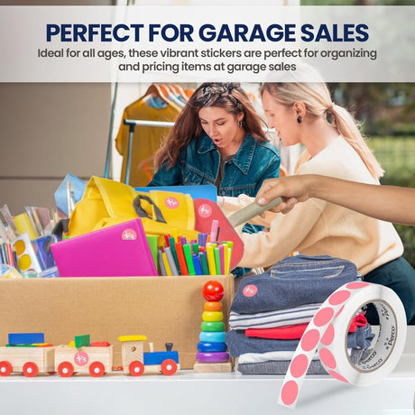 Perco 1 inch Removable Round Sticker Labels - Pink