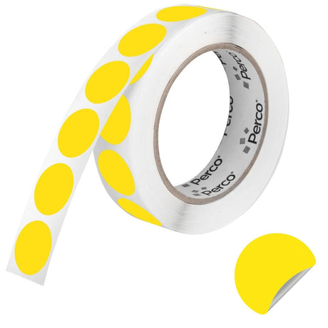 Perco 1 inch Removable Round Sticker Labels - Yellow / 1 Roll / 1000 Labels Total