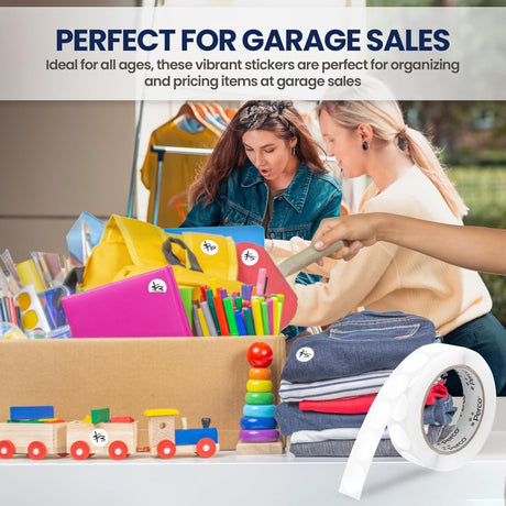 Perco 1 inch Removable Round Sticker Labels - White