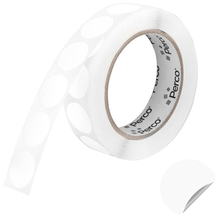 Perco 1 inch Removable Round Sticker Labels - White