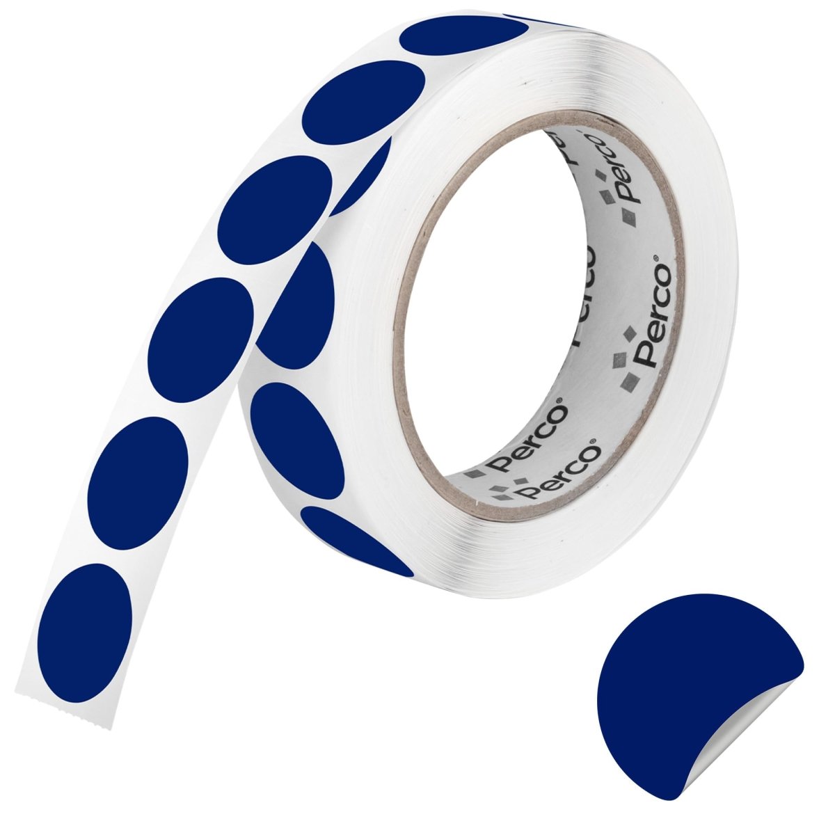 Perco 1 inch Removable Round Sticker Labels - Dark Blue