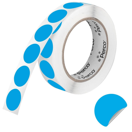 Perco 1 inch Removable Round Sticker Labels - Light Blue
