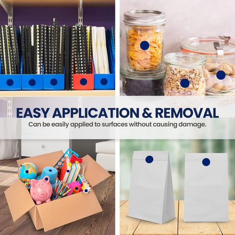 Perco 1 inch Removable Round Sticker Labels - Dark Blue