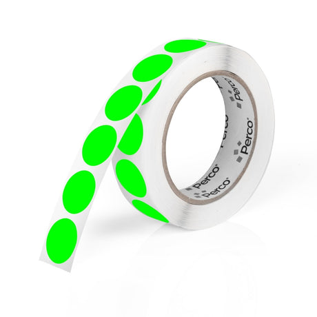 Perco 1 - Inch Round Circle Dot Sticker Labels – Easy Peel Perforation – Made in USA - Fluorescent Green