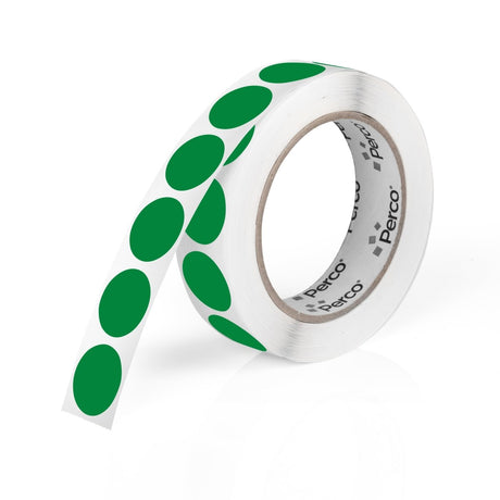 Perco 1 - Inch Round Circle Dot Sticker Labels – Easy Peel Perforation – Made in USA - Green