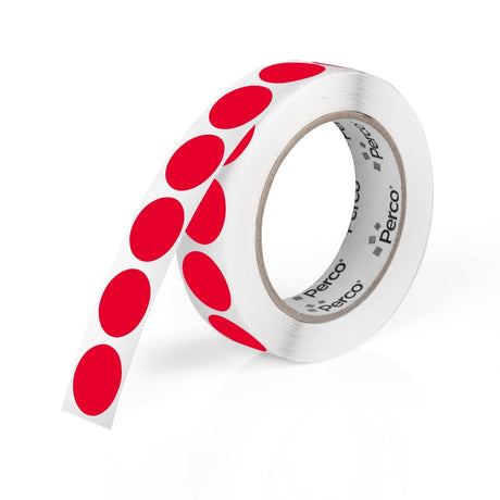 Perco 1 - Inch Round Circle Dot Sticker Labels – Easy Peel Perforation – Made in USA - Red