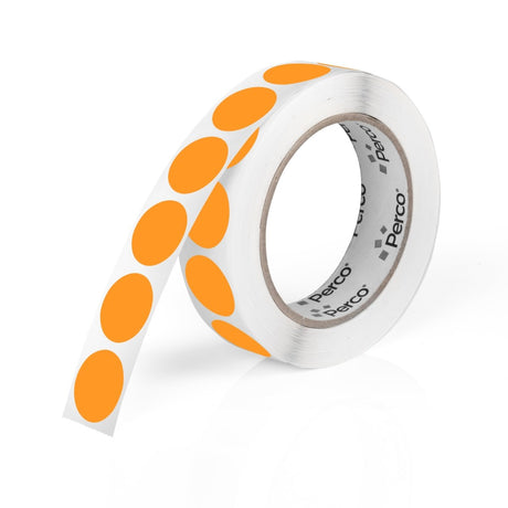 Perco 1 - Inch Round Circle Dot Sticker Labels – Easy Peel Perforation – Made in USA - Fluorescent Orange
