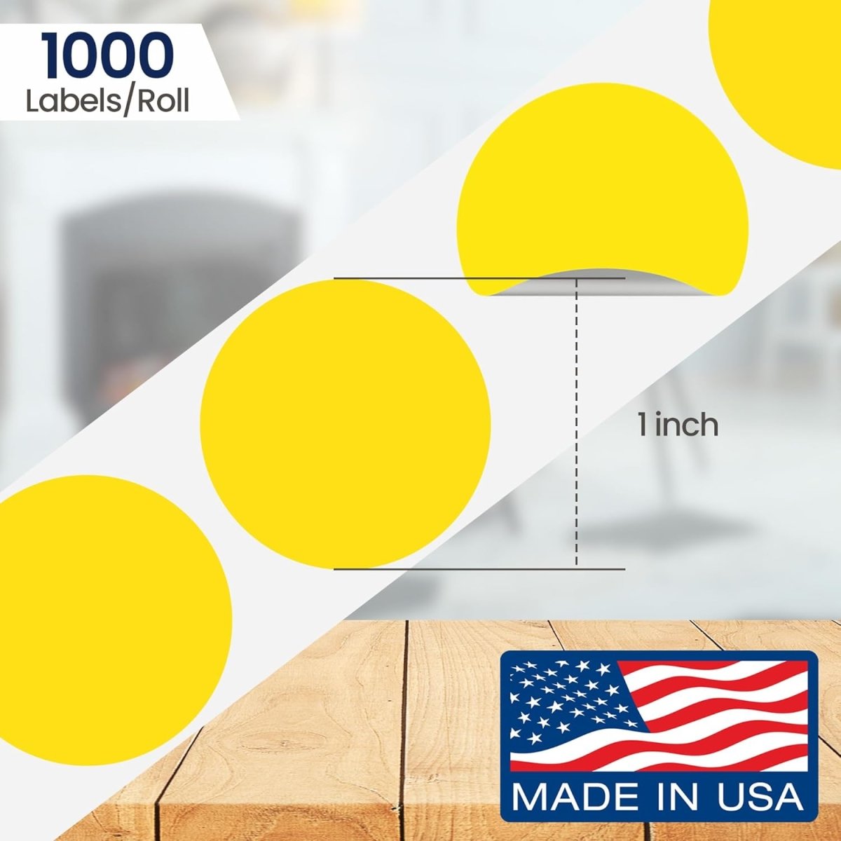Perco 1 - Inch Round Circle Dot Sticker Labels with Removable Adhesive - Store Supplies