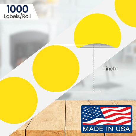 Perco 1 - Inch Round Circle Dot Sticker Labels with Removable Adhesive - Store Supplies