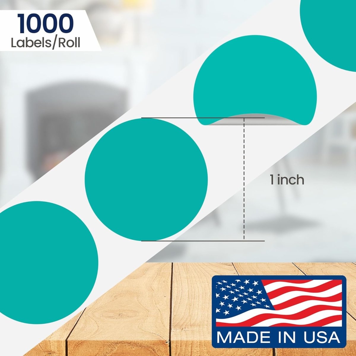 Perco 1 - Inch Round Circle Dot Sticker Labels with Removable Adhesive - Store Supplies