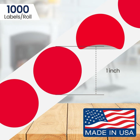 Perco 1 - Inch Round Circle Dot Sticker Labels with Removable Adhesive - Store Supplies