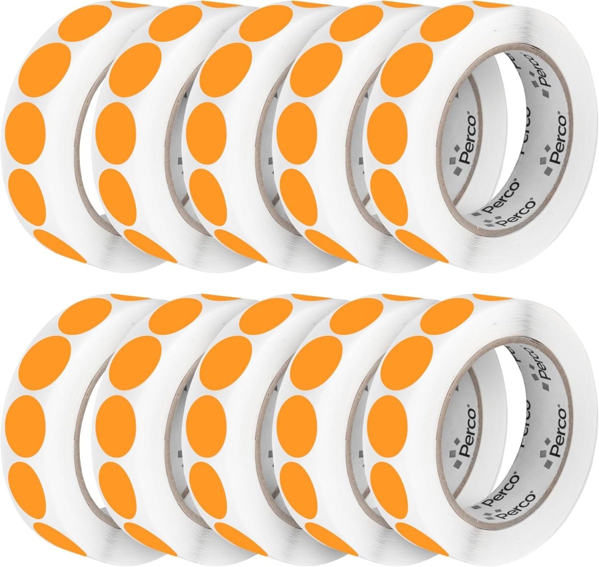 Perco 1 - Inch Round Circle Dot Sticker Labels – Easy Peel Perforation – Made in USA - Fluorescent Orange 10