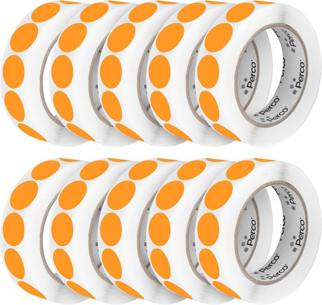 Perco 1 - Inch Round Circle Dot Sticker Labels – Easy Peel Perforation – Made in USA - Fluorescent Orange 10