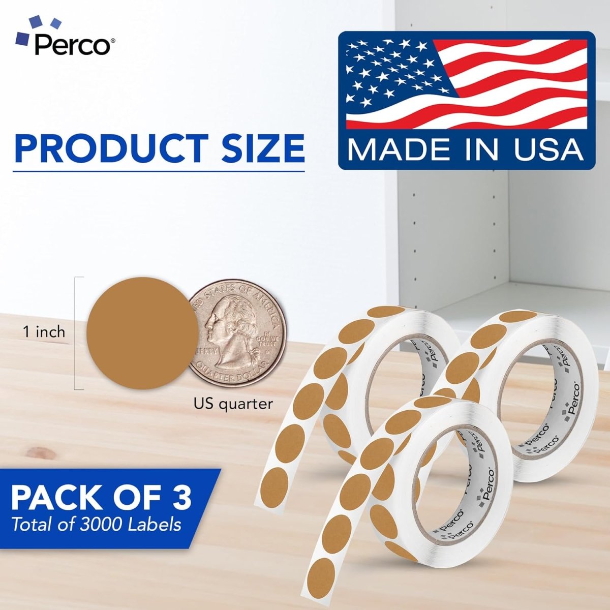 Perco 1 - Inch Round Circle Dot Sticker Labels – Easy Peel Perforation – Made in USA - Fluorescent Green 1