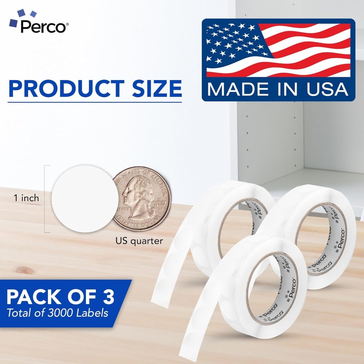 Perco 1 - Inch Round Circle Dot Sticker Labels – Easy Peel Perforation – Made in USA - Fluorescent Green 1