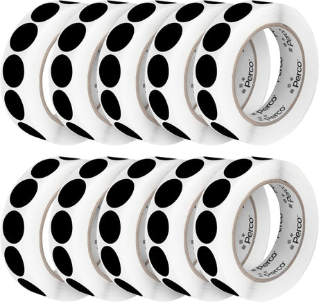 Perco 1 - Inch Round Circle Dot Sticker Labels – Easy Peel Perforation – Made in USA - Black 10