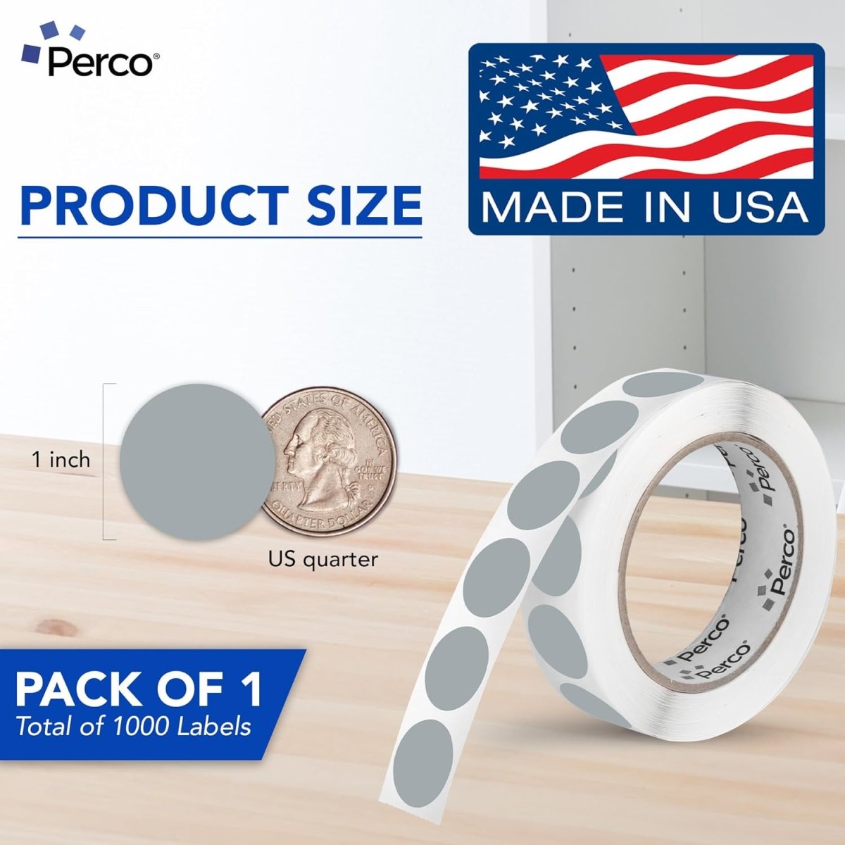 Perco 1 - Inch Round Circle Dot Sticker Labels – Easy Peel Perforation – Made in USA - Fluorescent Green 1
