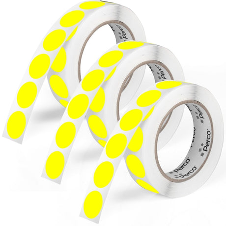Perco 1 - Inch Round Circle Dot Sticker Labels – Easy Peel Perforation – Made in USA - Fluorescent Yellow 3