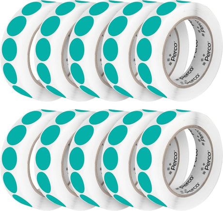 Perco 1 - Inch Round Circle Dot Sticker Labels – Easy Peel Perforation – Made in USA - Teal 10