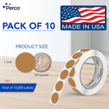 Perco 1 - Inch Round Circle Dot Sticker Labels – Easy Peel Perforation – Made in USA - Kraft Brown 10