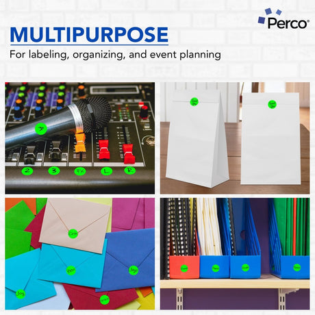 Perco 1 - Inch Round Circle Dot Sticker Labels – Easy Peel Perforation – Made in USA - Fluorescent Green 3