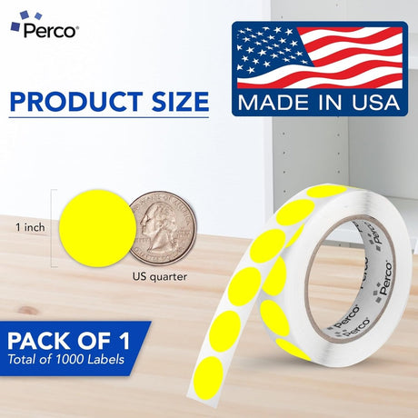 Perco 1 - Inch Round Circle Dot Sticker Labels – Easy Peel Perforation – Made in USA - Fluorescent Green 1