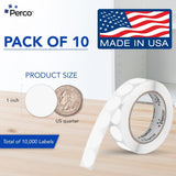 Perco 1 - Inch Round Circle Dot Sticker Labels – Easy Peel Perforation – Made in USA - Clear 10