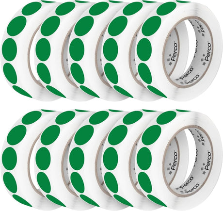 Perco 1 - Inch Round Circle Dot Sticker Labels – Easy Peel Perforation – Made in USA - Green 10