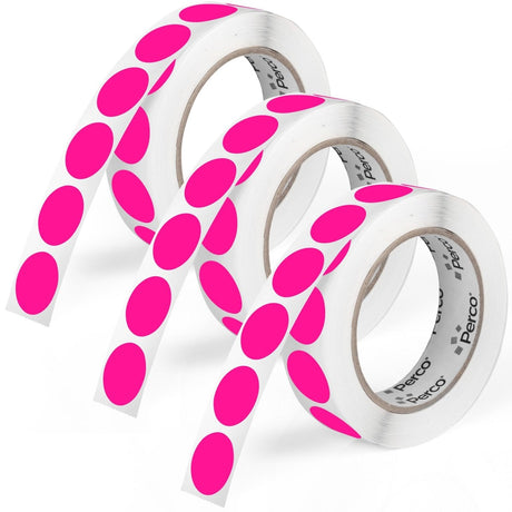Perco 1 - Inch Round Circle Dot Sticker Labels – Easy Peel Perforation – Made in USA - Fluorescent Pink 3