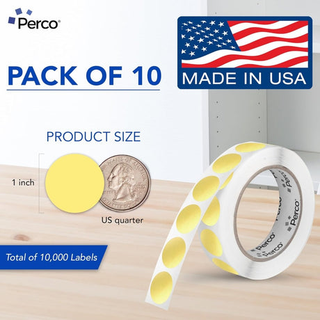 Perco 1 - Inch Round Circle Dot Sticker Labels – Easy Peel Perforation – Made in USA - Gold 10