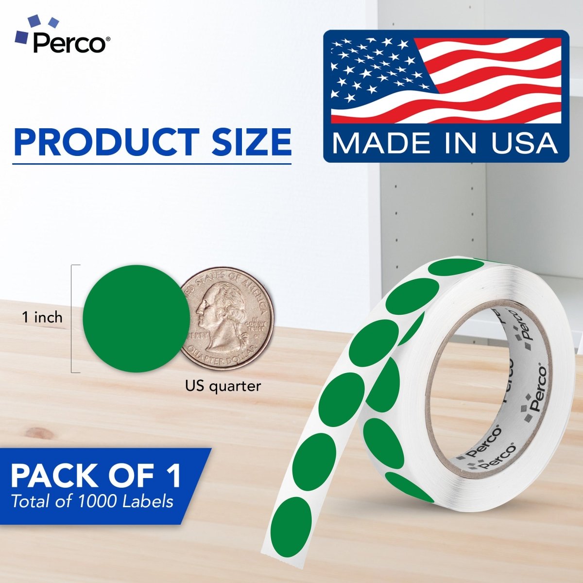 Perco 1 - Inch Round Circle Dot Sticker Labels – Easy Peel Perforation – Made in USA - Fluorescent Orange 3