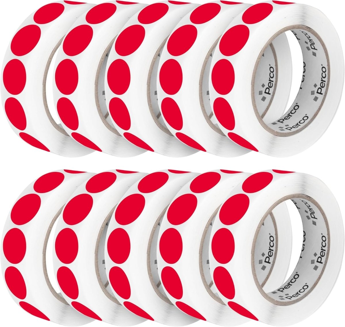 Perco 1 - Inch Round Circle Dot Sticker Labels – Easy Peel Perforation – Made in USA - Red 10