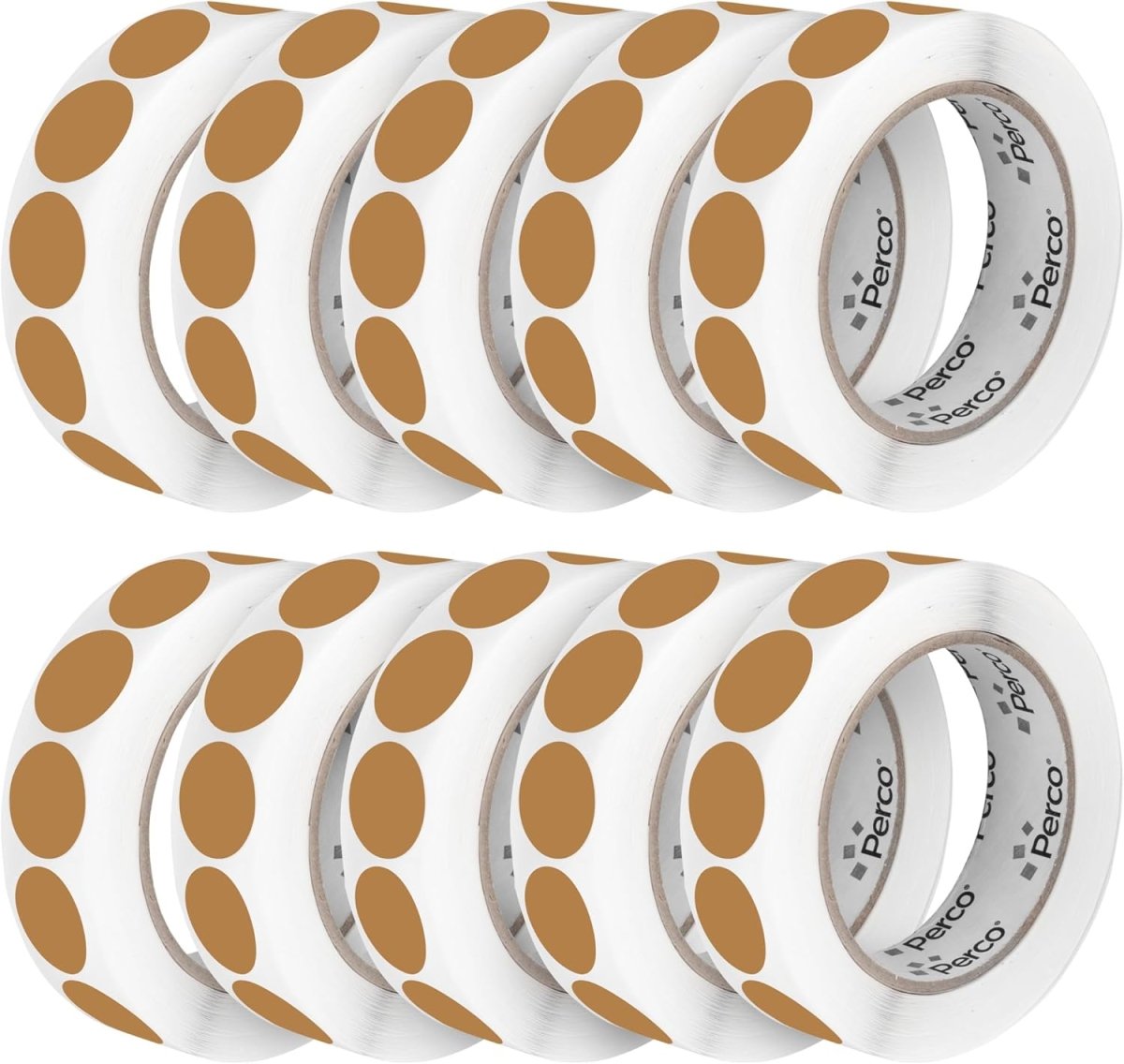 Perco 1 - Inch Round Circle Dot Sticker Labels – Easy Peel Perforation – Made in USA - Kraft Brown 10