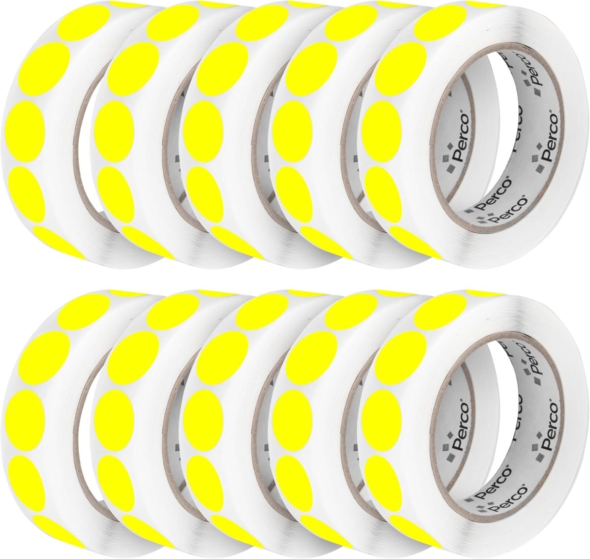 Perco 1 - Inch Round Circle Dot Sticker Labels – Easy Peel Perforation – Made in USA - Fluorescent Yellow 10