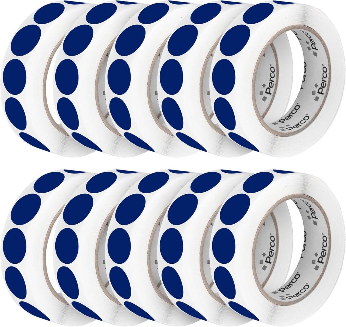 Perco 1 - Inch Round Circle Dot Sticker Labels – Easy Peel Perforation – Made in USA - Dark Blue 10