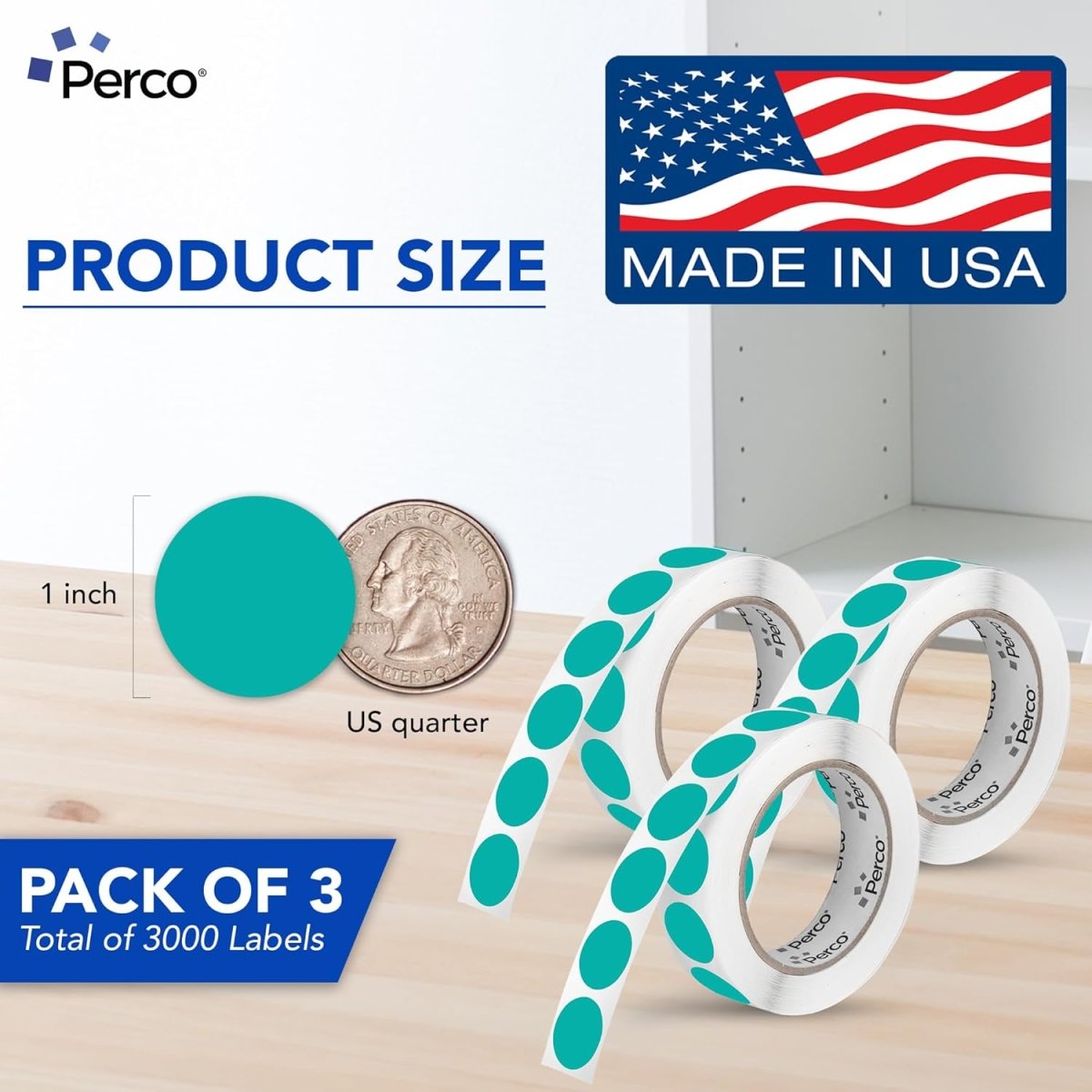 Perco 1 - Inch Round Circle Dot Sticker Labels – Easy Peel Perforation – Made in USA - Fluorescent Green 1