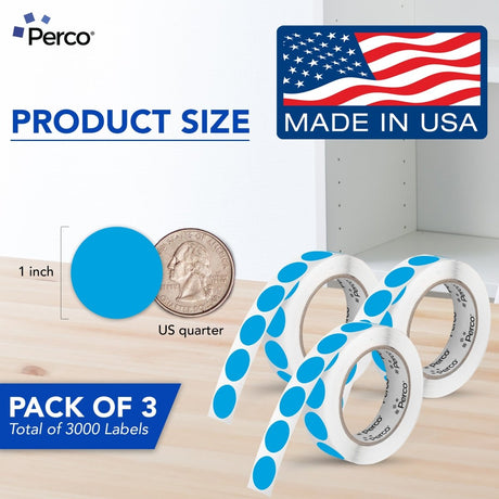 Perco 1 - Inch Round Circle Dot Sticker Labels – Easy Peel Perforation – Made in USA - Light Blue 3