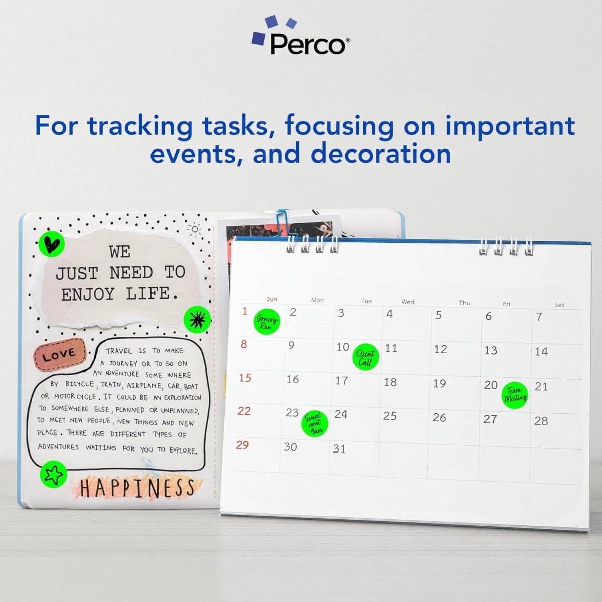 Perco 1 - Inch Round Circle Dot Sticker Labels – Easy Peel Perforation – Made in USA - Fluorescent Green 10