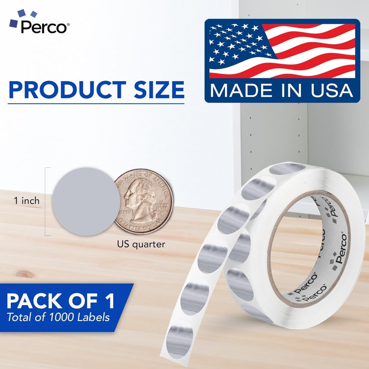 Perco 1 - Inch Round Circle Dot Sticker Labels – Easy Peel Perforation – Made in USA - Fluorescent Green 1