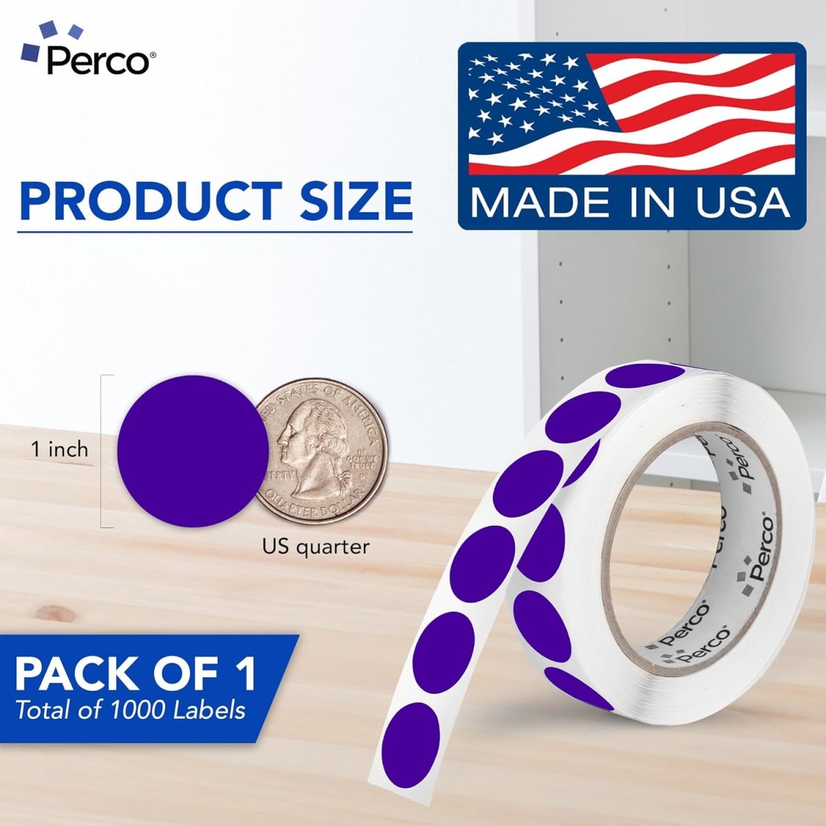 Perco 1 - Inch Round Circle Dot Sticker Labels – Easy Peel Perforation – Made in USA - Fluorescent Green 1