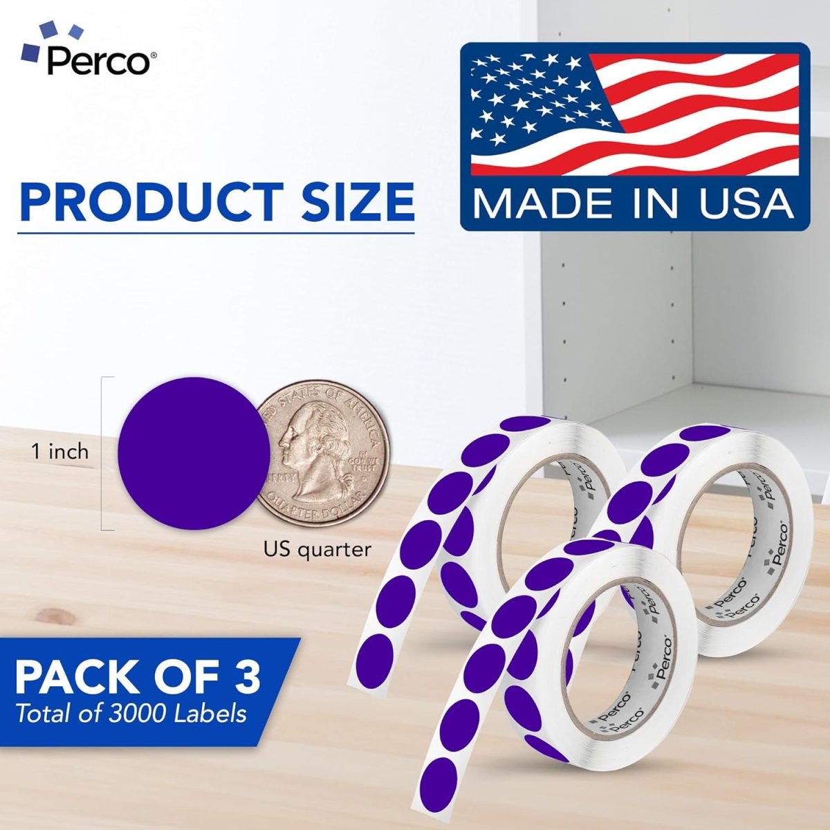 Perco 1 - Inch Round Circle Dot Sticker Labels – Easy Peel Perforation – Made in USA - Fluorescent Green 1