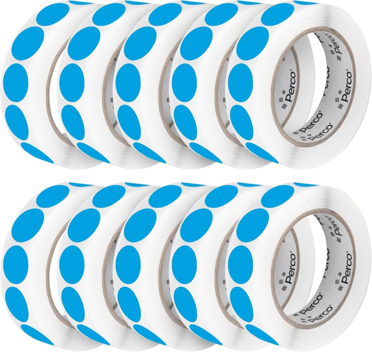 Perco 1 - Inch Round Circle Dot Sticker Labels – Easy Peel Perforation – Made in USA - Light Blue 10