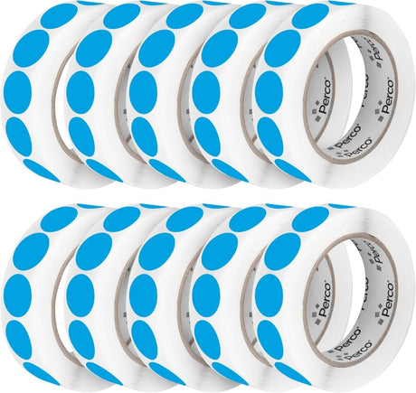 Perco 1 - Inch Round Circle Dot Sticker Labels – Easy Peel Perforation – Made in USA - Light Blue 10