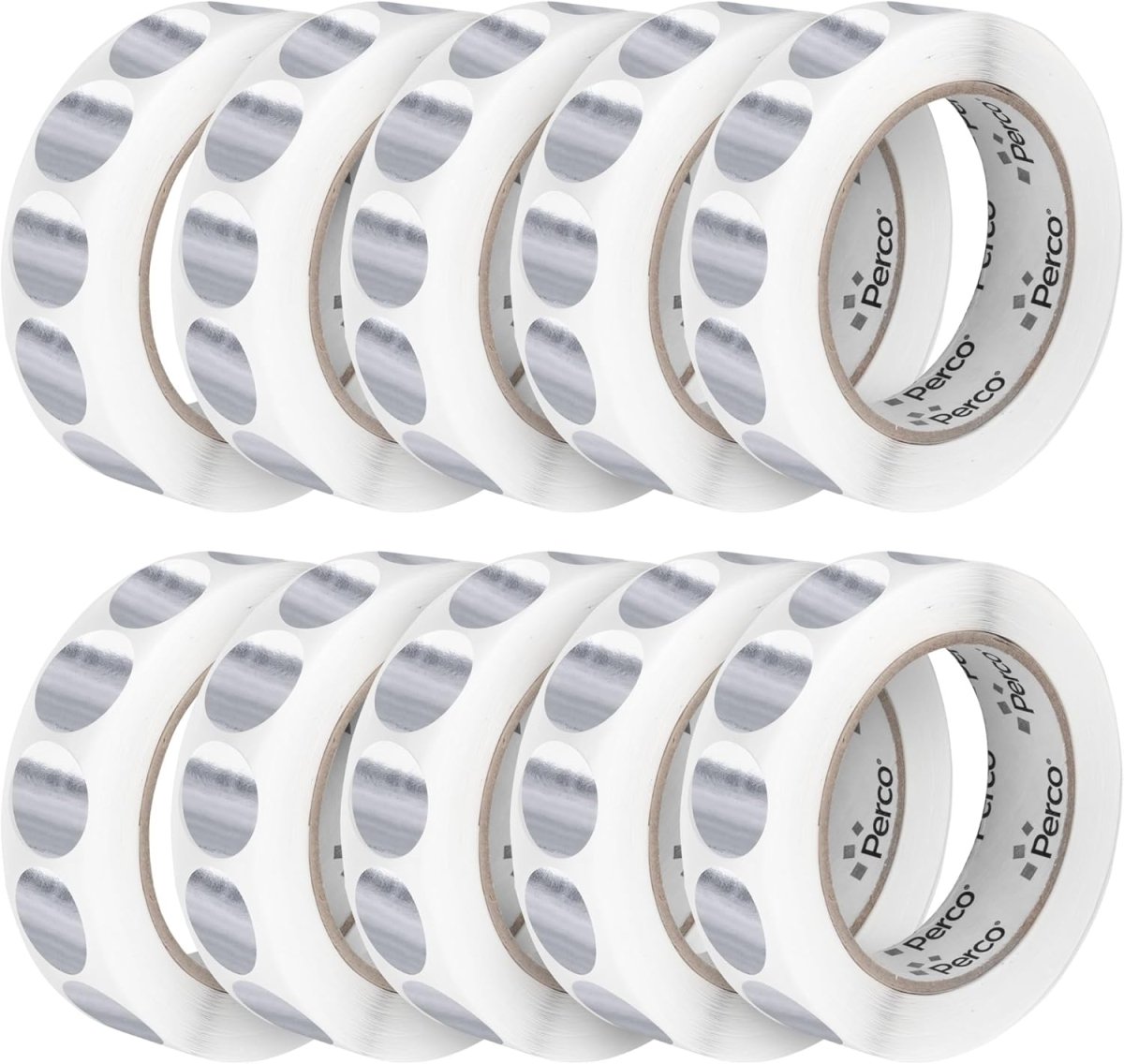 Perco 1 - Inch Round Circle Dot Sticker Labels – Easy Peel Perforation – Made in USA - Silver 10